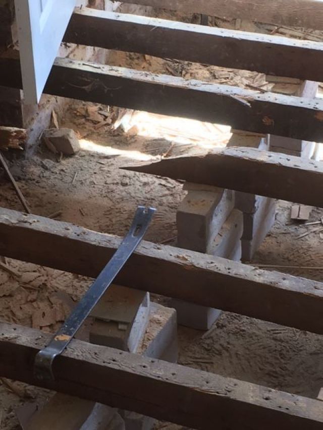 Extensive Woodworm (Anobium punctatum) infestation - whole of the floor needed replacing: Swipe To View More Images